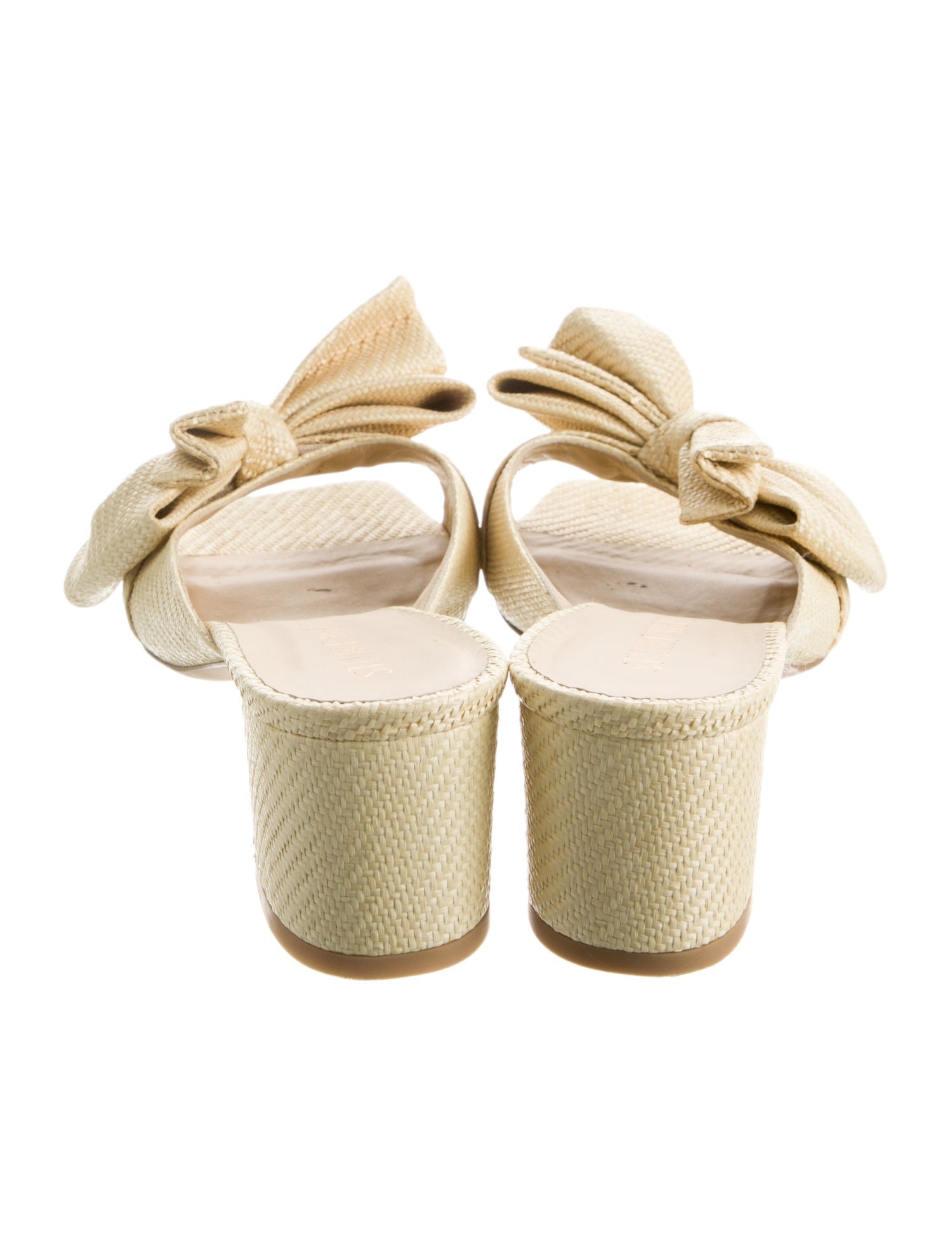 Stuart Weitzman Straw Bow Accents Slides